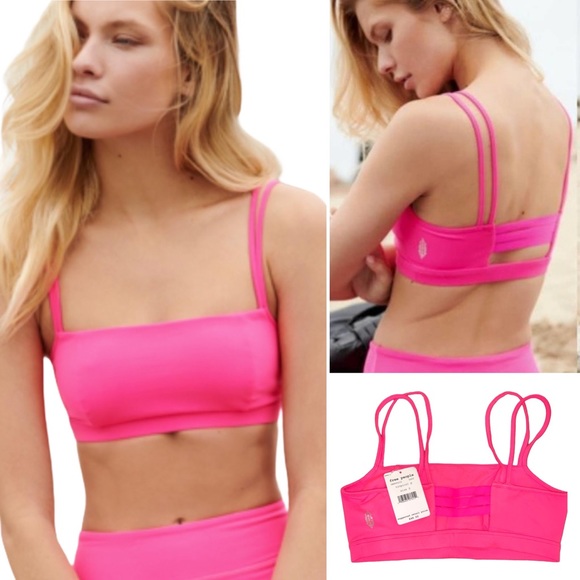 Free People Idris Solid Bra in Neon Pink - S - Picture 1 of 14